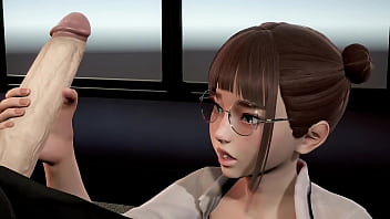 Asian secretary masturbates to her boss in 3D animation